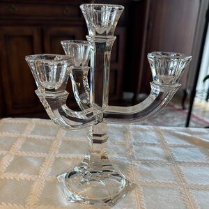 Vintage Shannon Crystal Four-Arm Candelabra - Clear